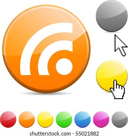 Rss glossy vibrant round icon.