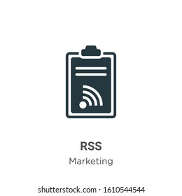 Rss glyph icon vector on white background. Flat vector rss icon symbol sign from modern marketing collection for mobile concept and web apps design.