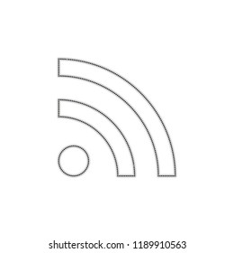 RSS icon. Dotted outline silhouette with shadow on white background