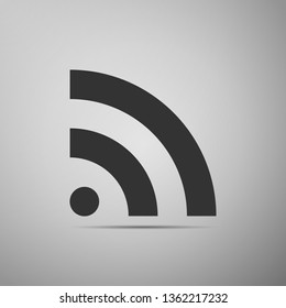 RSS icon isolated on grey background. Radio signal. RSS feed symbol. Flat design. Vector Illustration