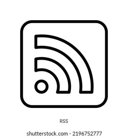 icono de rss. Diseño De Estilo De Arte De Línea Aislado En Fondo Blanco