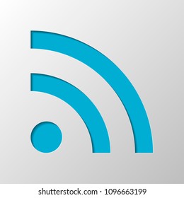 RSS icon. Paper design. Cutted symbol with shadow