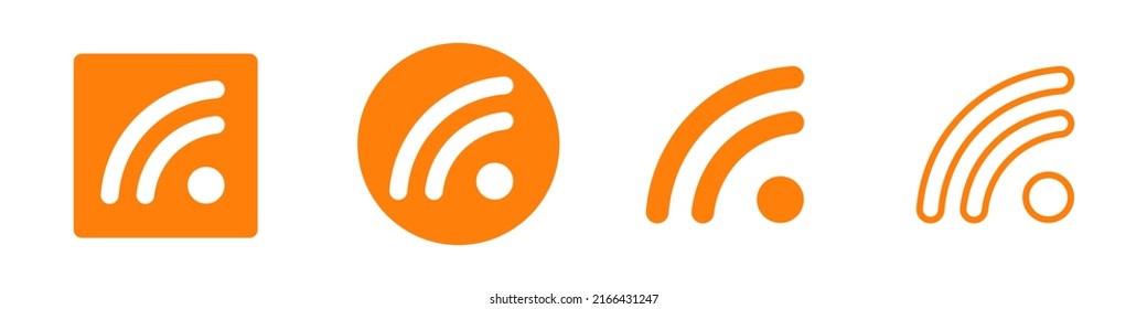 Conjunto de iconos RSS en varios estilos. Vectores.
