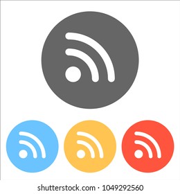 RSS icon. Set of white icons on colored circles