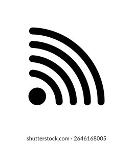 Ícone de RSS com ondas de sinal emitidas de ponto