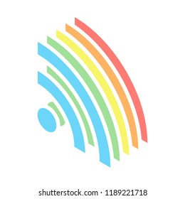 RSS icon. Stack of colorful isometric icons on white background