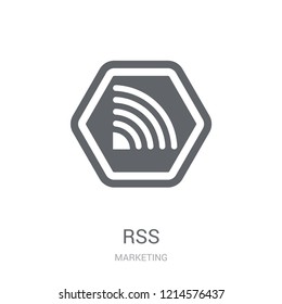 Rss icon. Trendy Rss logo concept on white background from Marketing collection. Suitable for use on web apps, mobile apps and print media.