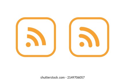 Vector de iconos RSS en cuadrado de línea redondeado
