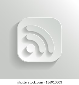 RSS icon - vector white app button with shadow