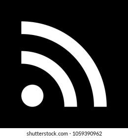 RSS icon. White icon on black background. Inversion
