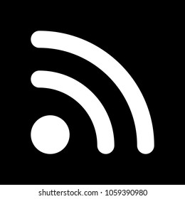 RSS icon. White icon on black background. Inversion