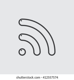 rss line icon, wifi outline vector illustration, linear pictogram isolated on gray