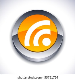 Rss metallic 3d vibrant round icon.