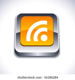 Rss metallic 3d vibrant square icon.