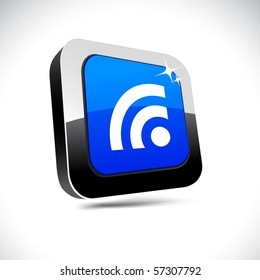 Rss metallic 3d vibrant square icon.