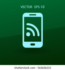 Ícone móvel RSS. ilustração vetorial