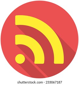 RSS, modern flat icon with long shadow