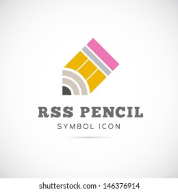 RSS pencil symbol icon or logo template