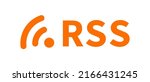 RSS radio wave icon and RSS logo. Feeds and news. Vector.