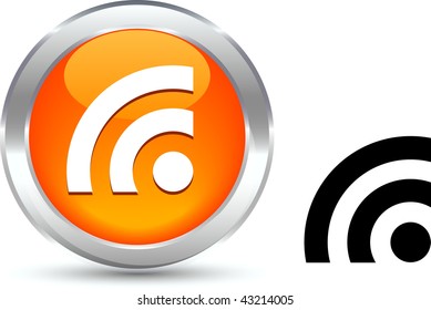  Rss  realistic button. Vector illustration.