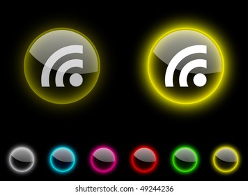 Rss realistic icons. Empty buttons included.