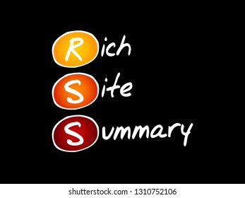 RSS - Rich Site Summary acronym, technology concept background