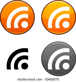 Botões redondos Rss. Ícone preto incluído.