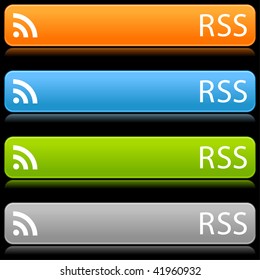Rss satin color buttons with text RSS on black background