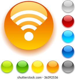 Rss shiny button. Vector illustration.