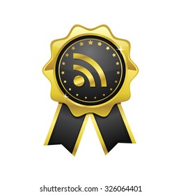 RSS Sign golden Vector Icon Design