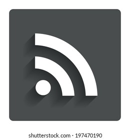 RSS sign icon. RSS feed symbol. Gray flat button with shadow. Modern UI website navigation. Vector