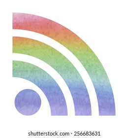 RSS sign icon. RSS feed symbol. . Watercolor effect