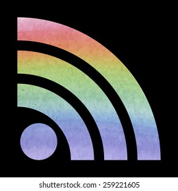 RSS sign icon. RSS feed symbol. . Watercolor effect