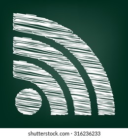 RSS sign icon. RSS feed symbol with chalk effect 