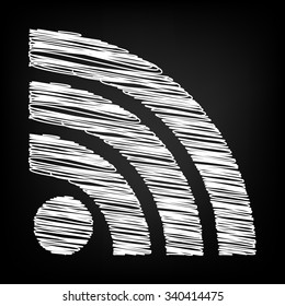 RSS sign icon. RSS feed symbol with chalk effect 