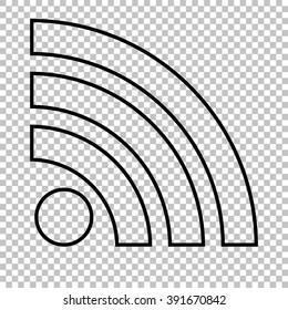 RSS sign icon. RSS feed symbol line vector icon on transparent background