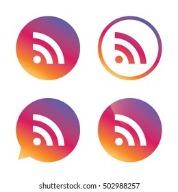 RSS sign icon. RSS feed symbol.