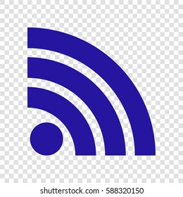 RSS sign icon. RSS feed symbol. Vector. Blue icon on transparent background.