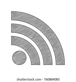 RSS sign icon. RSS feed symbol. Vector. Shaded gray icon on white background. Isolated.