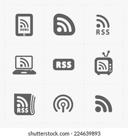 RSS sign icons. RSS feed symbols on White Background.