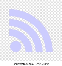 RSS sign illustration. Vector. Periwinkle icon on transparent background.