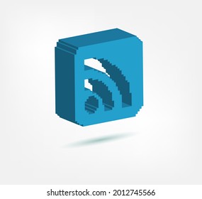 rss square 3d vector pixel logo