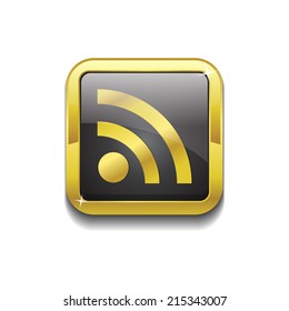 RSS Square Vector Golden Black Web Icon Button