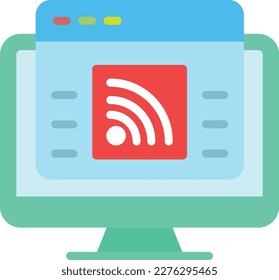 Rss Vector Icon Flat Style