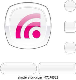 Rss white buttons. Vector illustration.