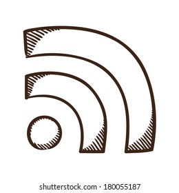 Rss wire connection symbol. Isolated sketch icon pictogram. Eps 10 vector illustration.