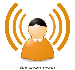 rss or wireless person in orange colors