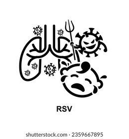 RSV-Symbol. Symbol für das respiratorische Syncytial-Virus, einzeln auf Vektorgrafik.