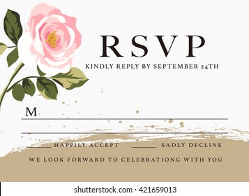 RSVP Card,wedding Design Set,romantic Floral