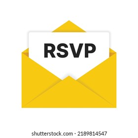 RSVP envelope event invitation vector icon design illustration.